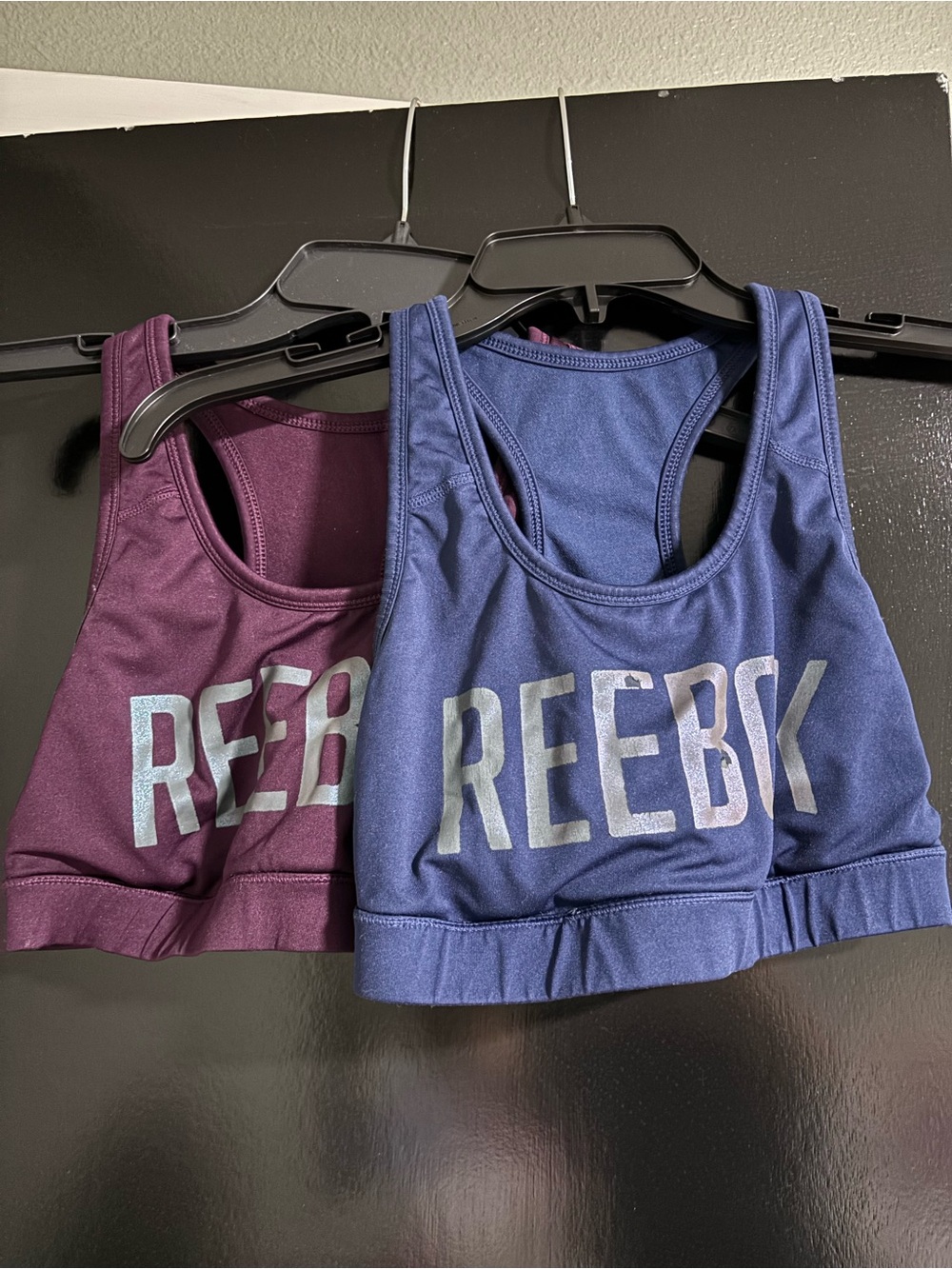 Reebok Dual-Pack Racerback Sports Bras — Navy Blue and Plum